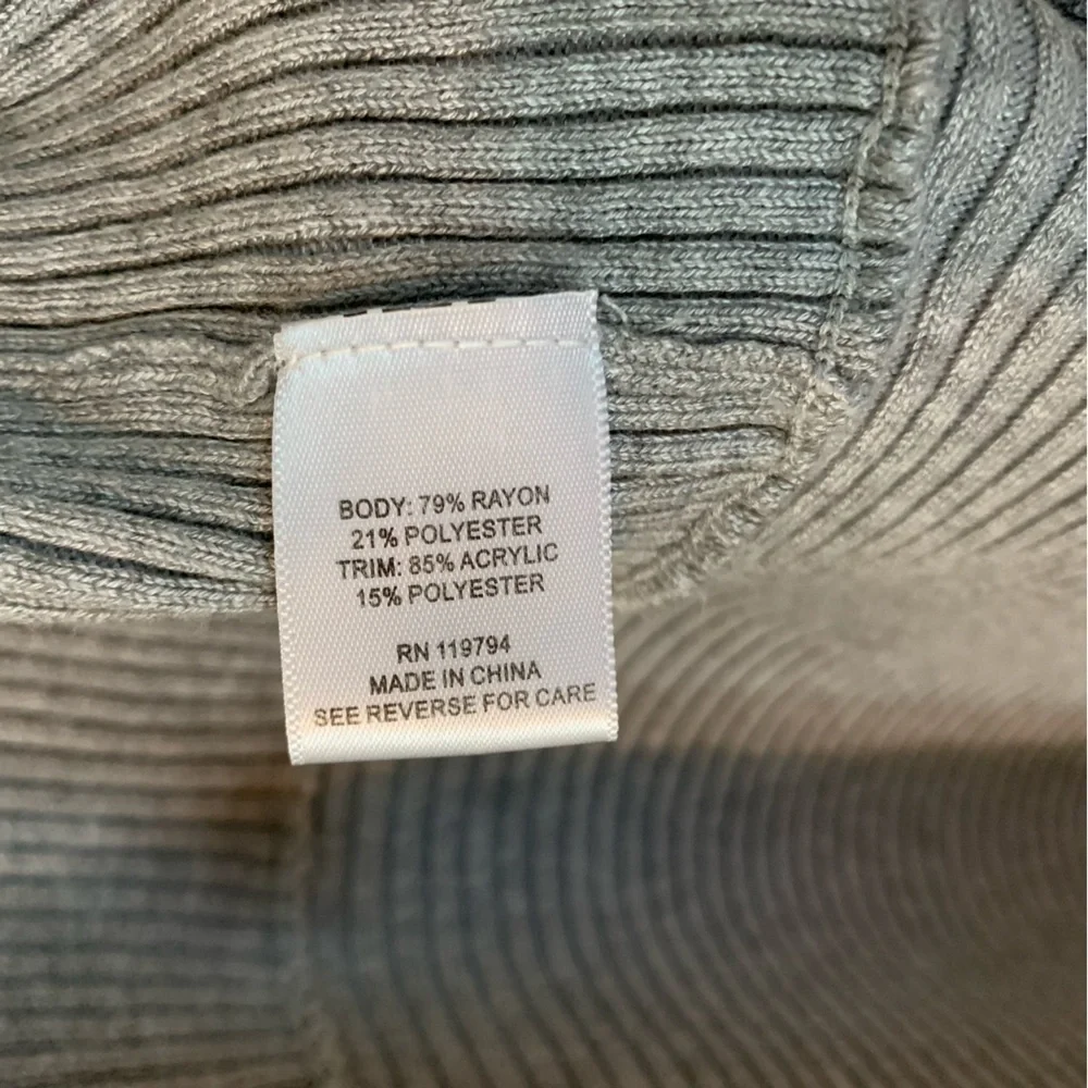 One World Gray Open Front Ribbed Long Asymmetrical Cardigan, Size L - Picture 4 of 7